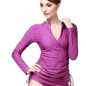 Sailbee woman's long sleeve swimsuit top (L, purp)